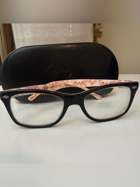 RAY-BAN Limited Edition Black Red White Prescription Eyeglasses Frames EUC